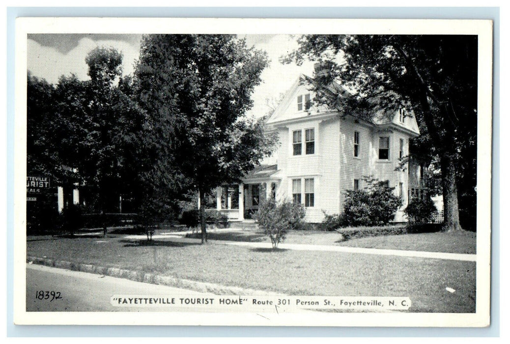 1949 "Fayetteville Tourist Home" Route 301 Person St. North Carolina NC Postcard