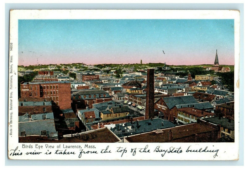 c1906 Bird's Eye View Copper Window Buildings Lawrence Massachusetts MA Postcard