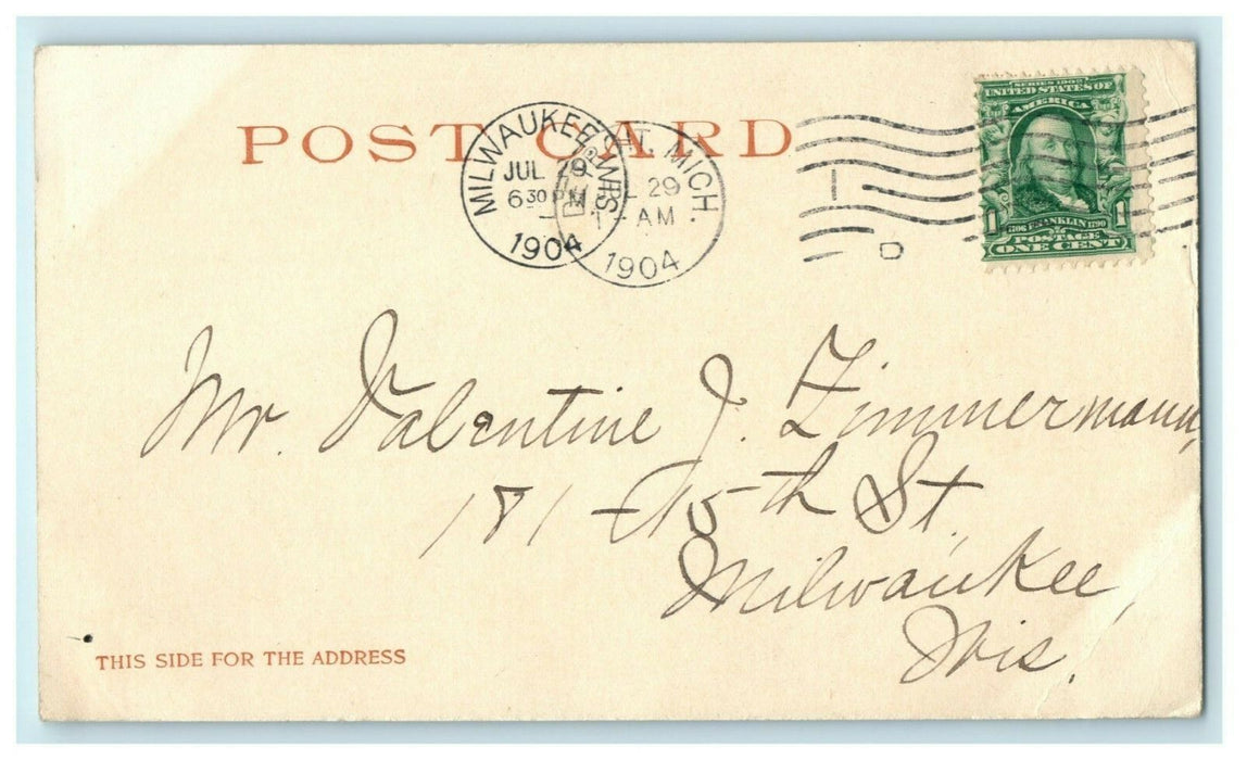 1904 Band Concert on Grand Canal Belle Island Park Detroit MI Antique Postcard