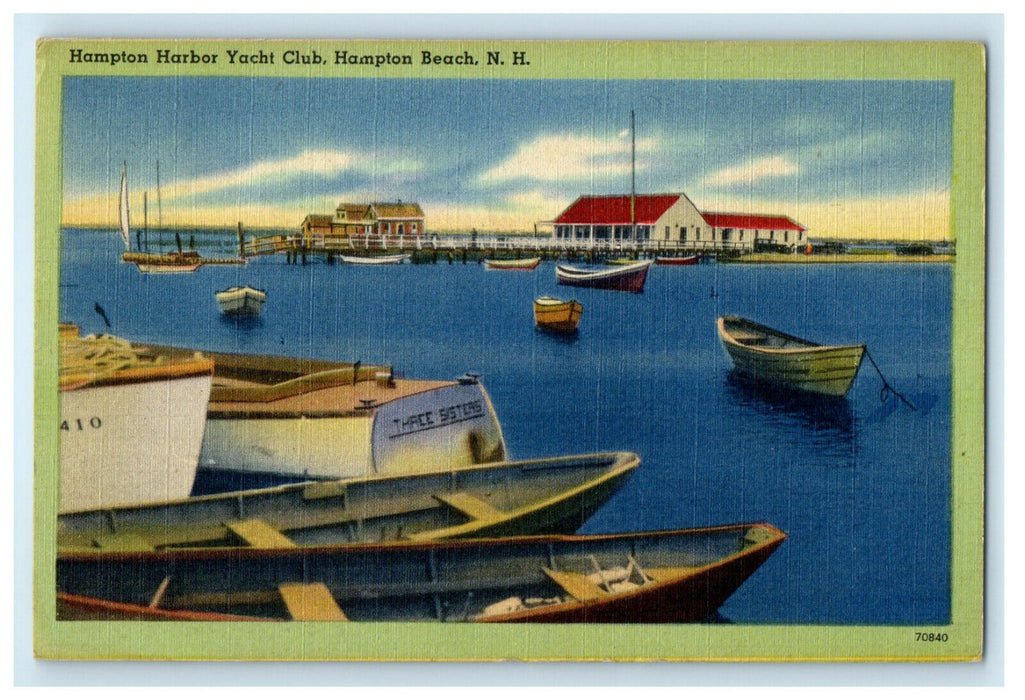 1945 Hampton Harbor Yacht Club, Hampton Beach, New Hampshire NH Postcard