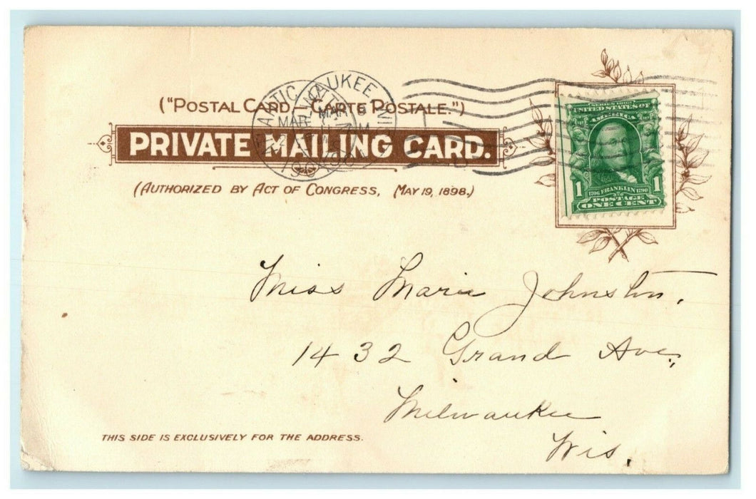 1904 Boardwalk at Night Tuck Atlantic City New Jersey NJ Posted Antique Postcard