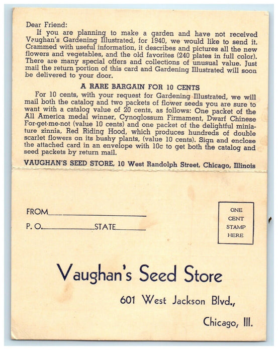 Vaughan's Seed Store Gardening Illustrated Advertising Chicago IL Postcard