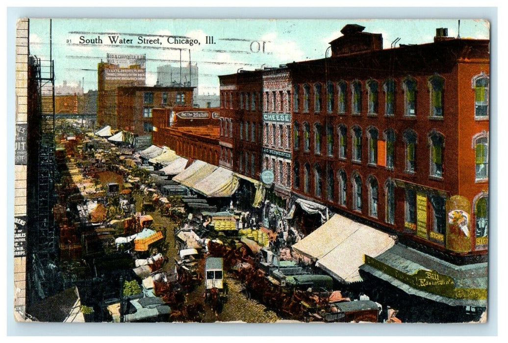 1909 South Water Street Storefronts Downtown Chicago Illinois IL Postcard