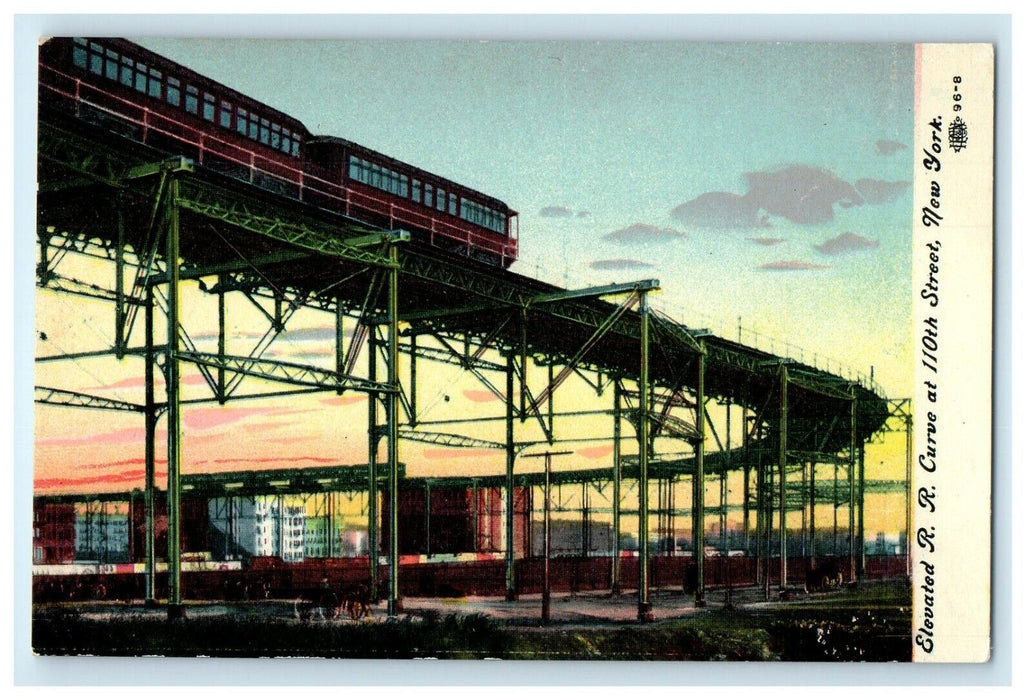 c1910's Elevated R.R Railroad Curve At 110th Street New York City NY Postcard