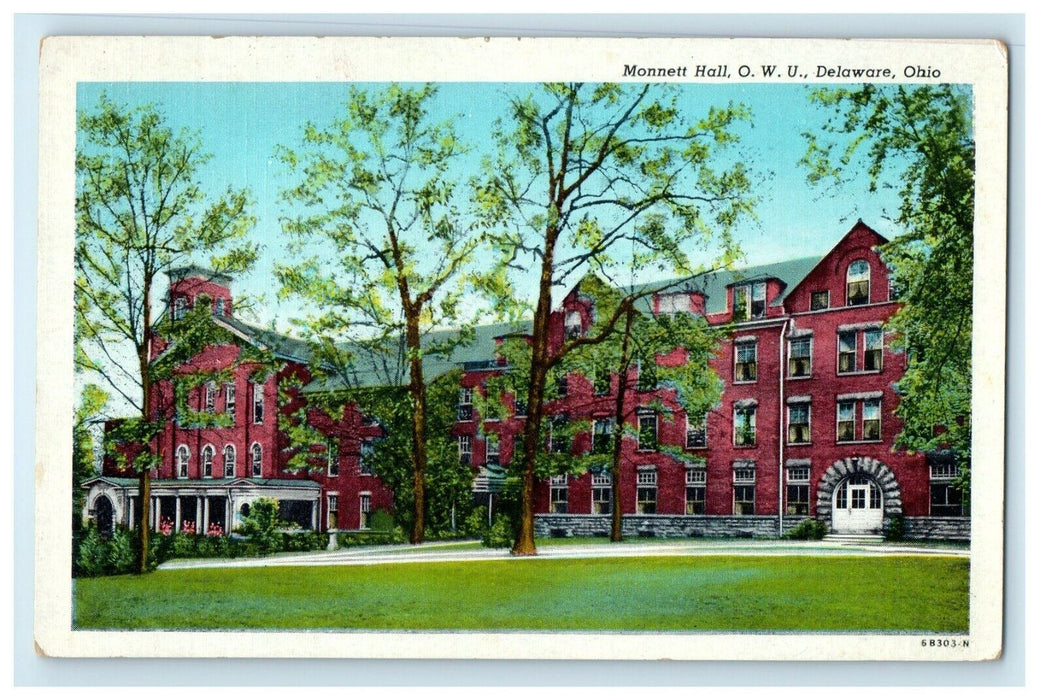 1949 Moment Hall O.W.U View Delaware Ohio OH Posted Vintage Postcard