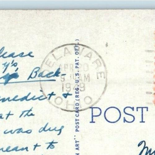 1949 Moment Hall O.W.U View Delaware Ohio OH Posted Vintage Postcard