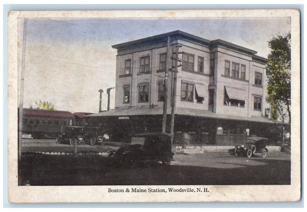 1927 Boston & Maine Station Woodsville New Hampshire NH Vintage Postcard
