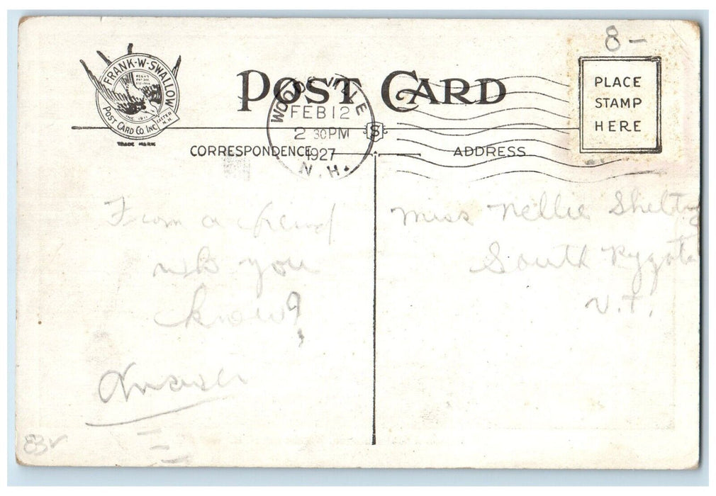1927 Boston & Maine Station Woodsville New Hampshire NH Vintage Postcard