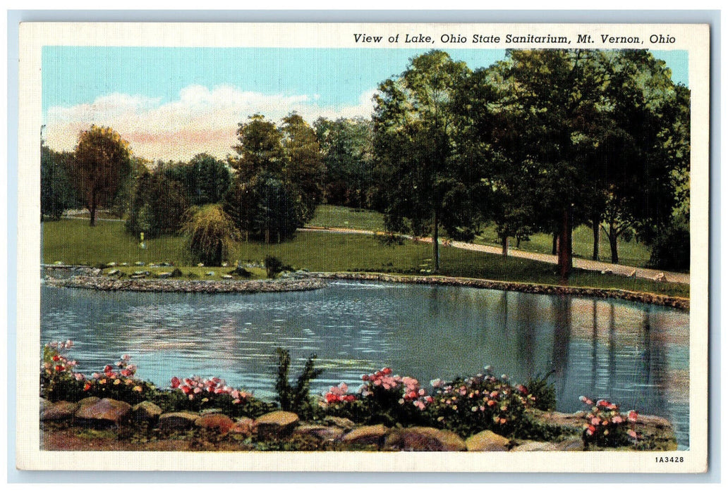 c1930's View of Lake, Ohio State Sanitarium, Mt. Vernon Ohio OH Postcard