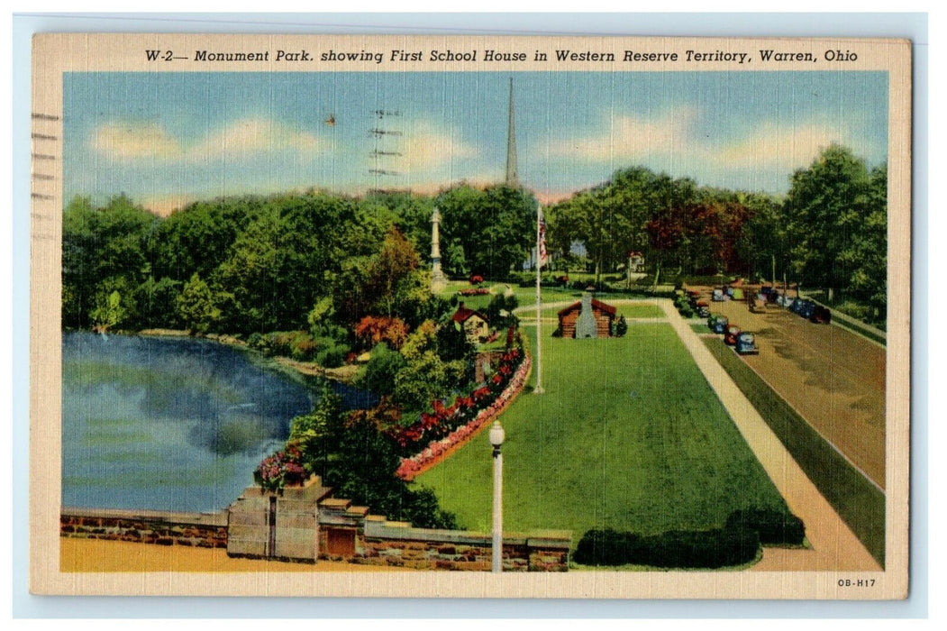 1951 Monument Park School House Western Reserve Territory Warren OH Postcard