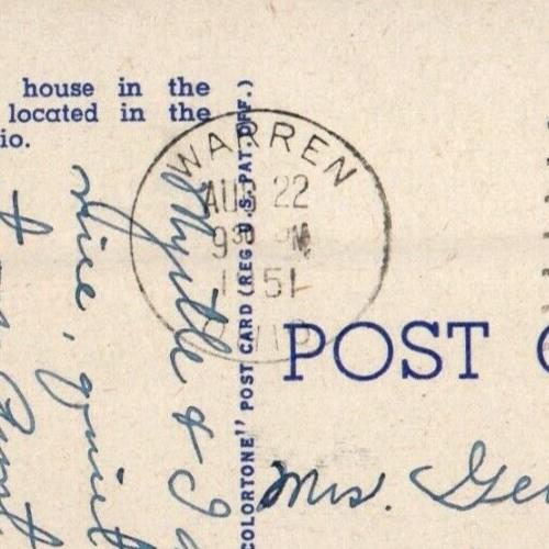 1951 Monument Park School House Western Reserve Territory Warren OH Postcard