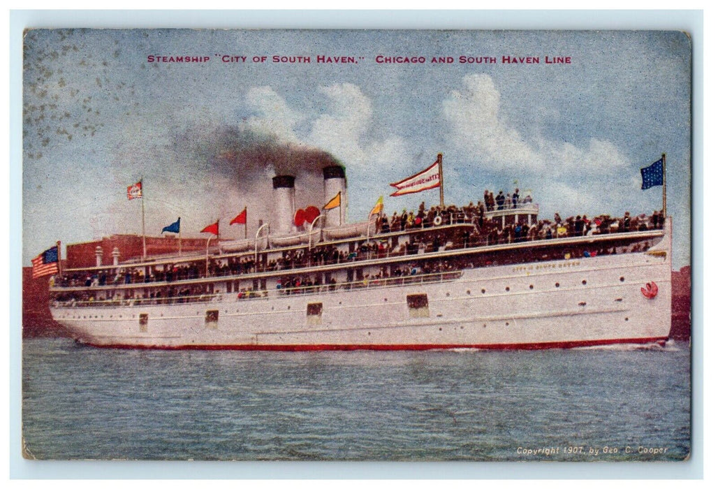 c1910's Steamship City Of South Haven Chicago And South Haven Line IL Postcard