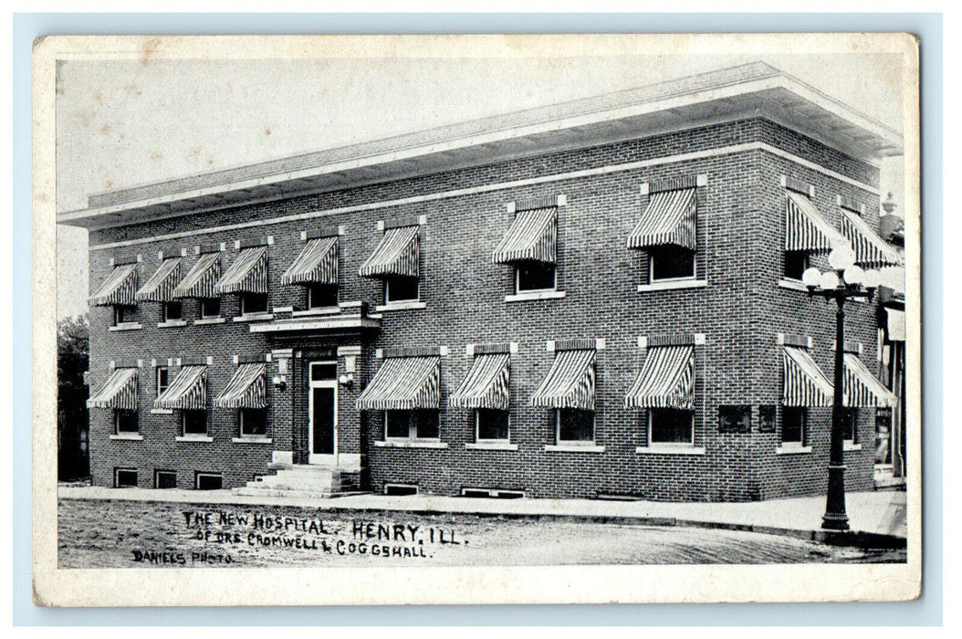 1926 The New Hospital, of Ors Cromwell and Coggshall Henry Illinois IL Postcard