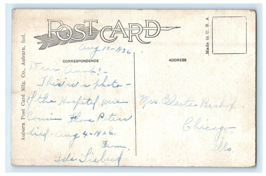 1926 The New Hospital, of Ors Cromwell and Coggshall Henry Illinois IL Postcard