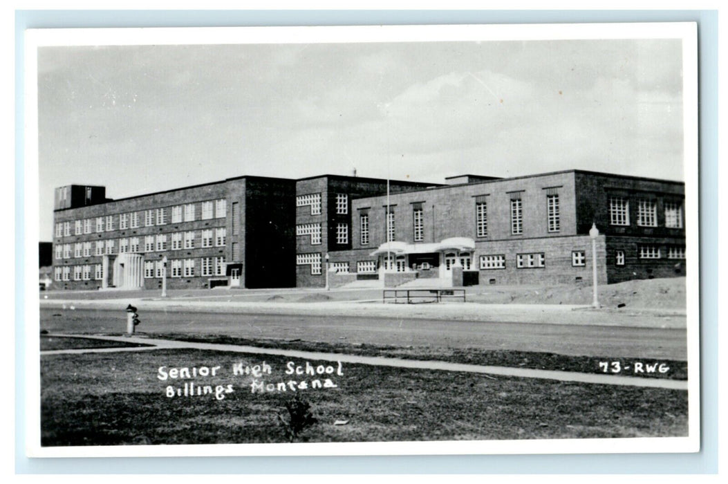 c1940's Senior High School Billings Montana MT RPPC Photo Antique Postcard