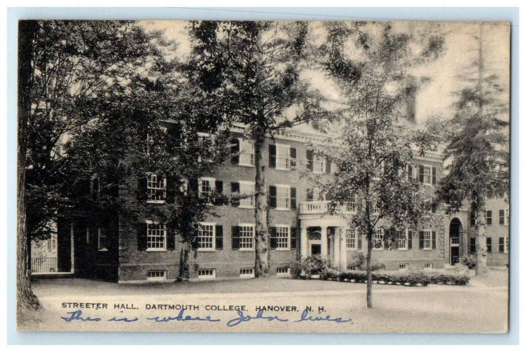 1942 Streeter Hall Dartmouth College Hanover New Hampshire NH Vintage Postcard