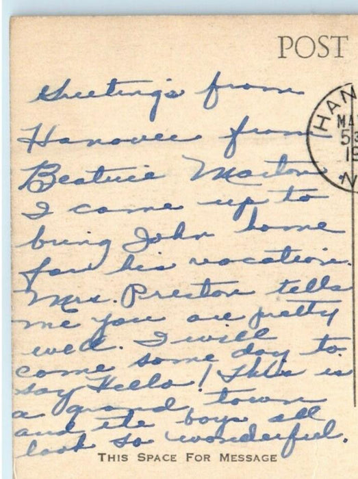 1942 Streeter Hall Dartmouth College Hanover New Hampshire NH Vintage Postcard