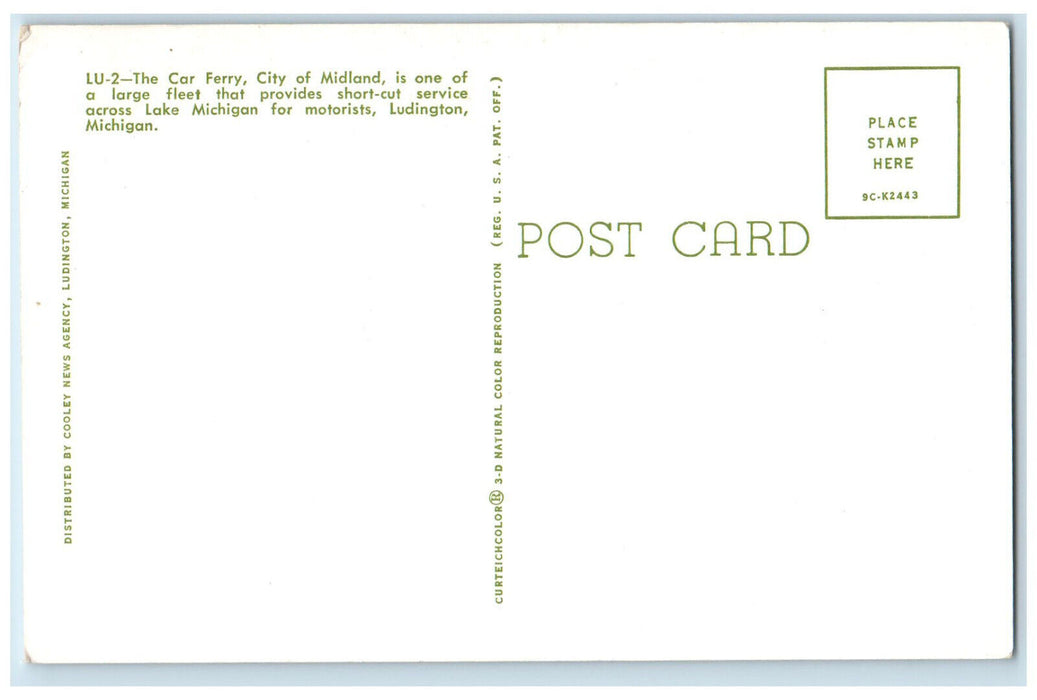 c1970's C & O Car Ferry City of Midland Short-cut Service Ludington MI Postcard