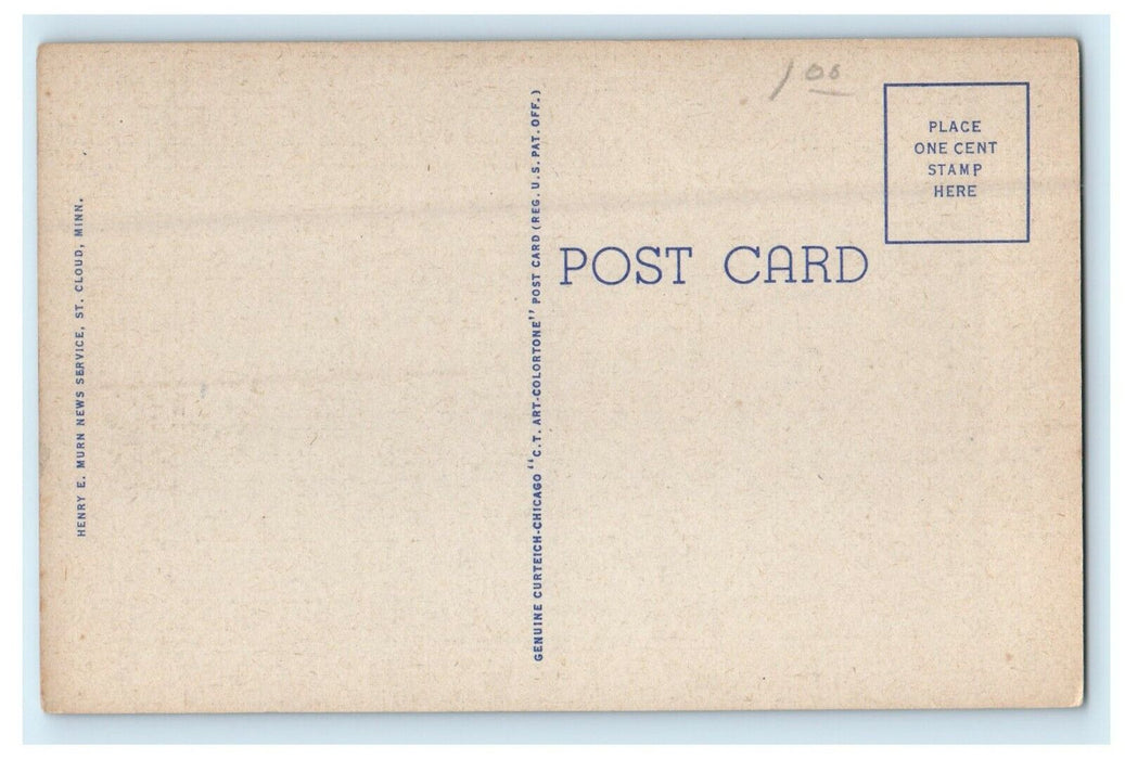c1940's Aerial View Technical High School Athletic Field St. Cloud MN Postcard