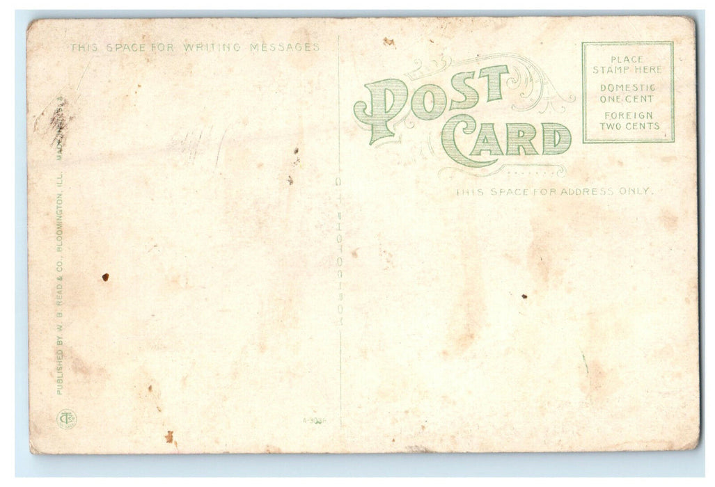 c1920s Bird's Eye View C & A Shops, Bloomington Illinois IL Unposted Postcard