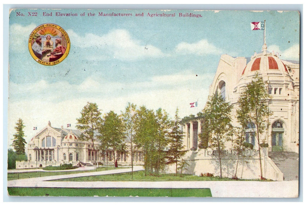 1914 End Elevation of Manufacturers and Agricultural Bldg Yukon Expo Postcard