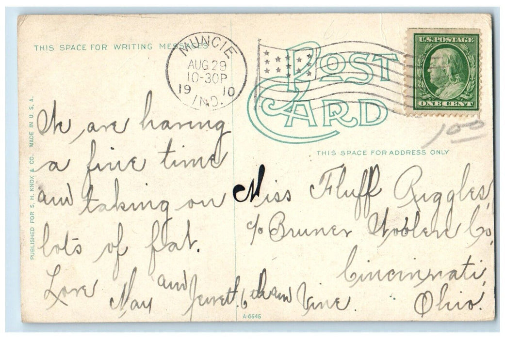 1910 M. E. Church Street View Muncie Indiana IN Posted Antique Postcard