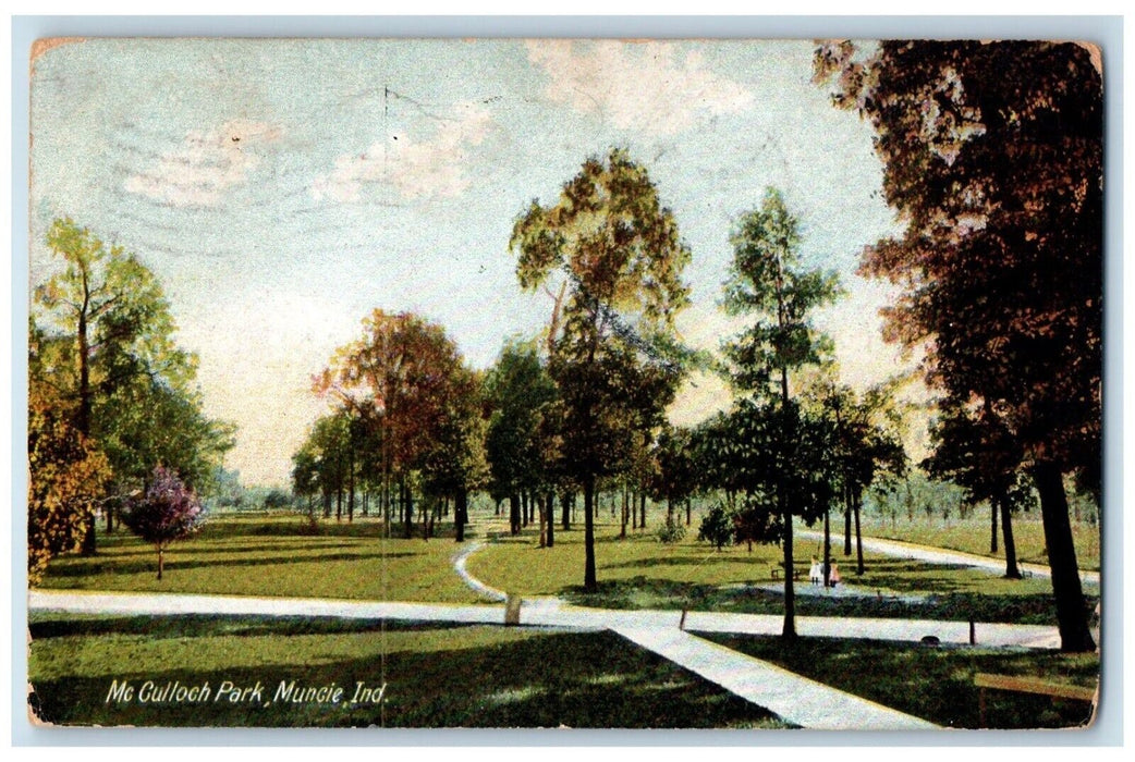 1908 A View Of Mc Culloch Park Muncie Indiana IN Posted Antique Postcard