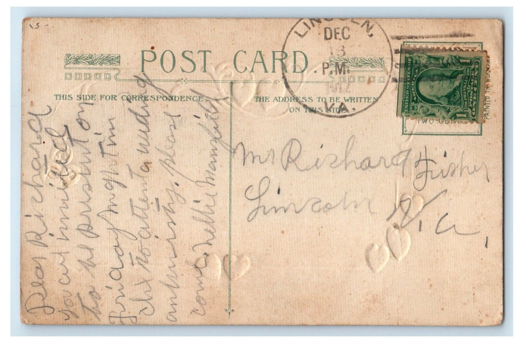 c1910's Valentine Cupid Cherub Bow And Arrow Target Heart Winsch Back Postcard