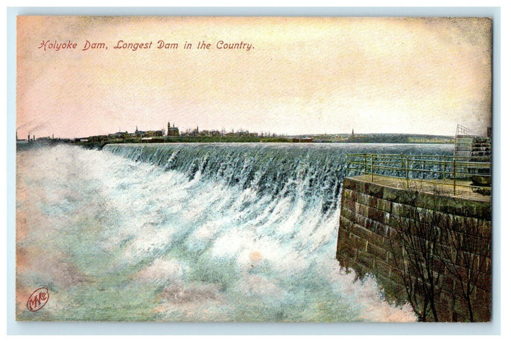 c1911 Holyoke Dam, Holyoke, Massachusetts MA Antique Unposted Postcard