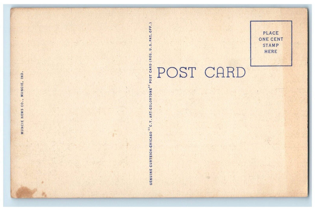 c1930's Airview Of Muncie Indiana IN Unposted Vintage Postcard