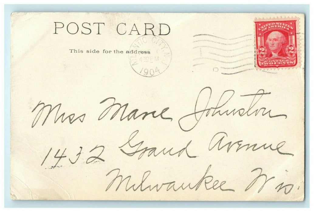 1904 Crowded Boardwalk Atlantic City New Jersey NJ Posted Antique Postcard
