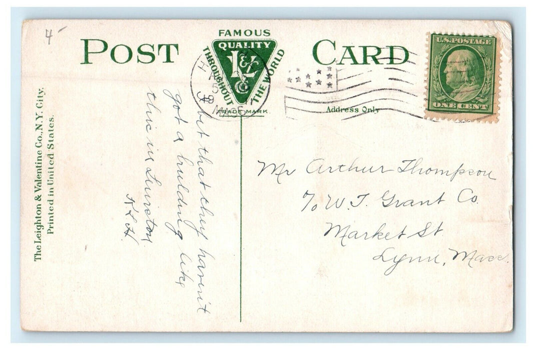 c1911 High School from City Hall Park, Haverhill, Massachusetts MA Postcard