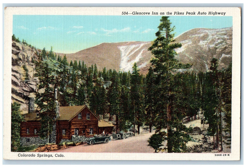 1948 Glencove Inn on the Pikes Peak Auto Highway, Colorado Springs CO Postcard