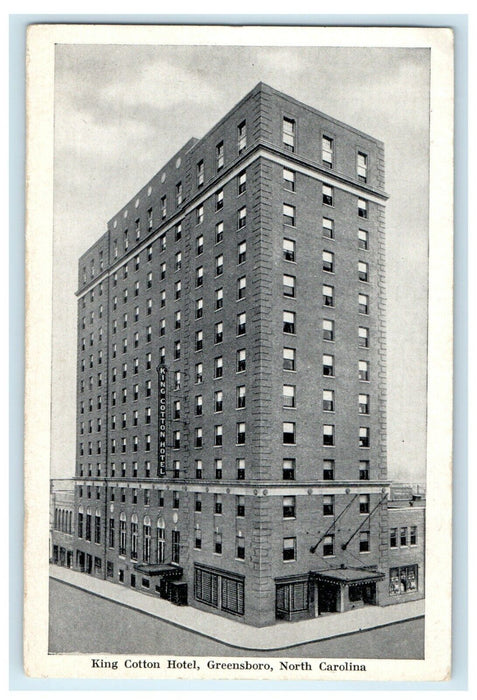 c1940's King Cotton Hotel Building View Greensboro North Carolina NC Postcard