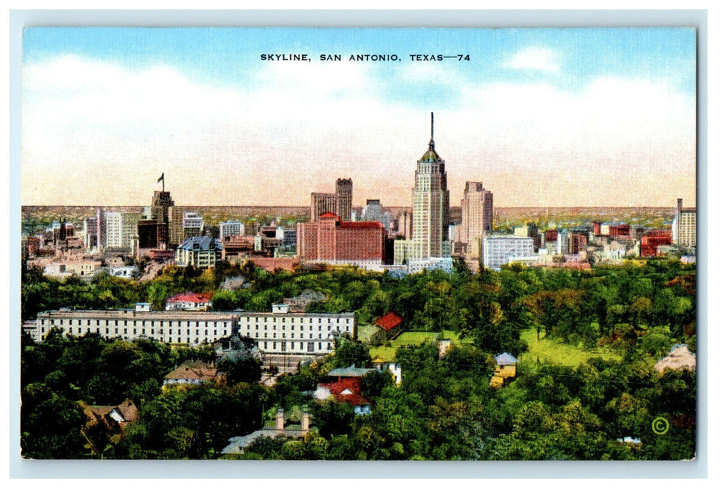 c1940s View of Buildings and Skyline, San Antonio, Texas TX Unposted Postcard