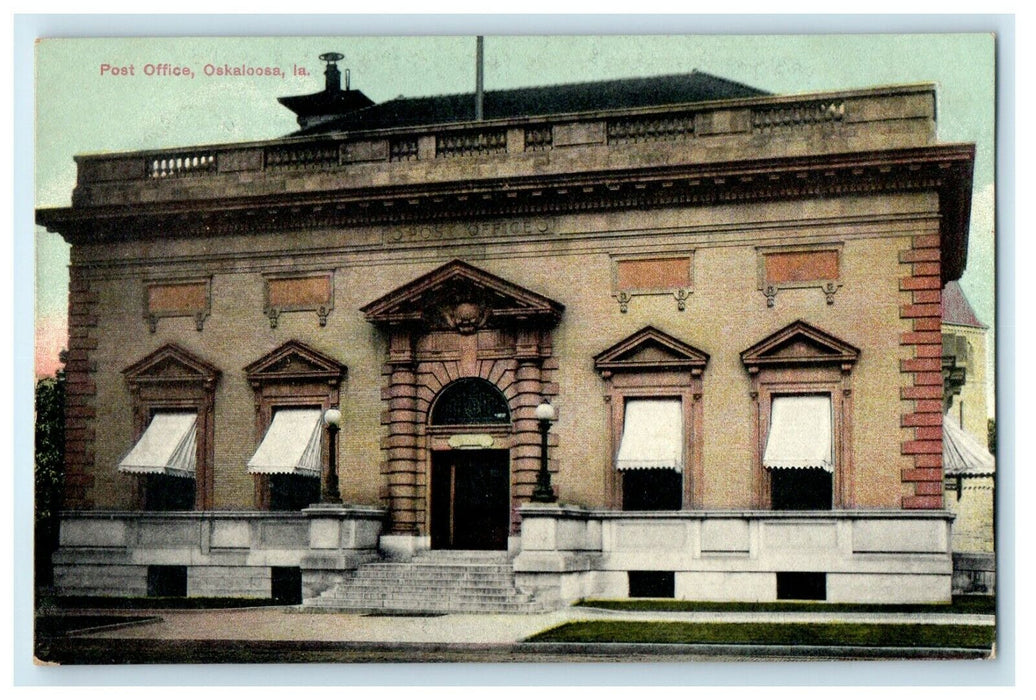 c1910's View Of Post Office Building Oskaloosa Iowa IA Unposted Antique Postcard