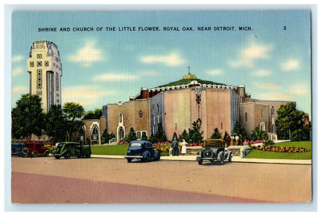 1941 Church of the Little Flower, Royal Oak Near Detroit Michigan MI Postcard