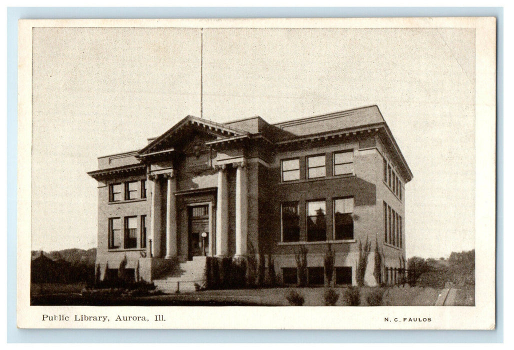 c1910 Public Library Aurora Illinois IL Unposted Antique Postcard