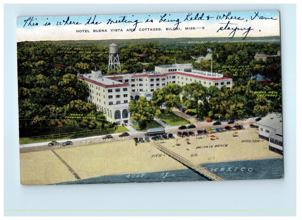 c1940s Hotel Buena Vista and Cottages Biloxi Mississippi MS Posted Postcard