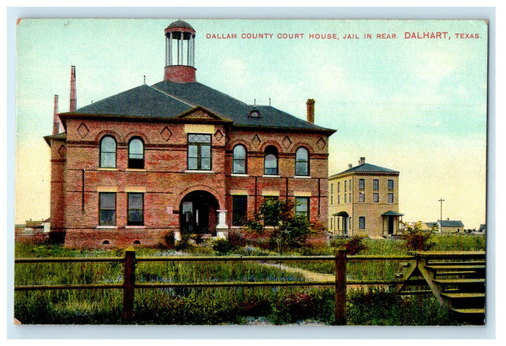 1912 Dallam County Court House Dalhart Texas TX Unposted Antique Postcard