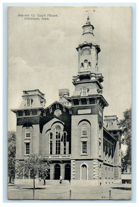 c1910s Warren County Court House, Indianola Iowa IA Antique Unposted Postcard