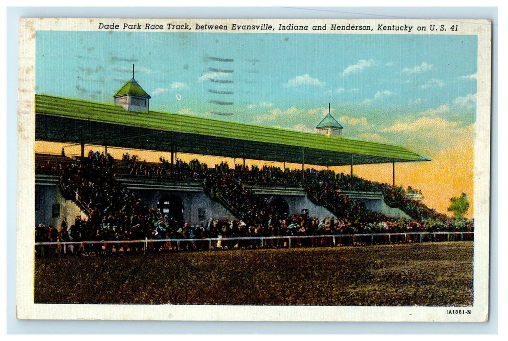 1948 Dade Park Race Track Between Evansville Indiana Henderson Kentucky Postcard