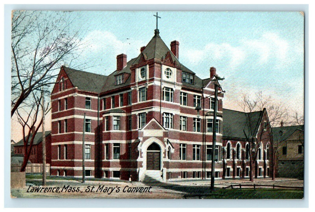 c1906 St. Mary's Convent, Lawrence, Massachusetts MA Antique Postcard