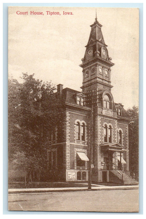 c1910s Court House, Tipton Iowa IA Antique Unposted Postcard
