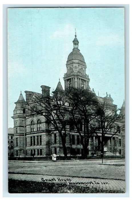c1910s Court House, Davenport, Iowa IA Antique Unposted Postcard