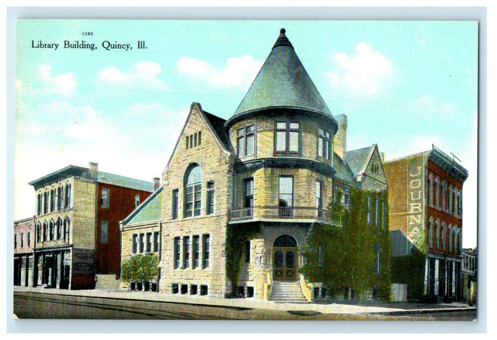 c1920 Library Building, Quincy, Illinois IL Unposted Postcard