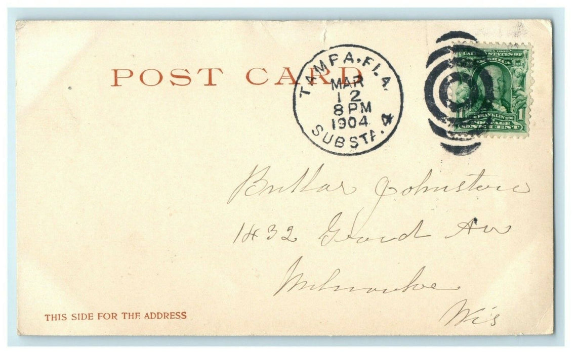 1904 Tampa Bay Hotel Porch Florida FL Substation 4 Posted Antique Postcard