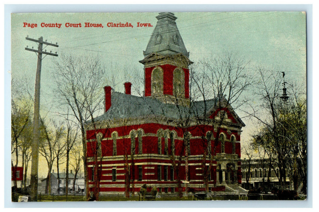 c1910s Page County Court House, Clarinda, Iowa IA Antique Unposted Postcard