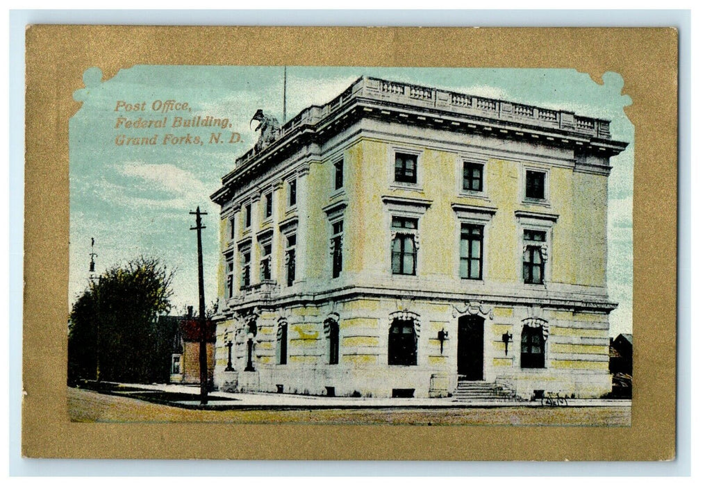 c1910's Post Office Federal Building Grand Forks North Dakota ND Postcard