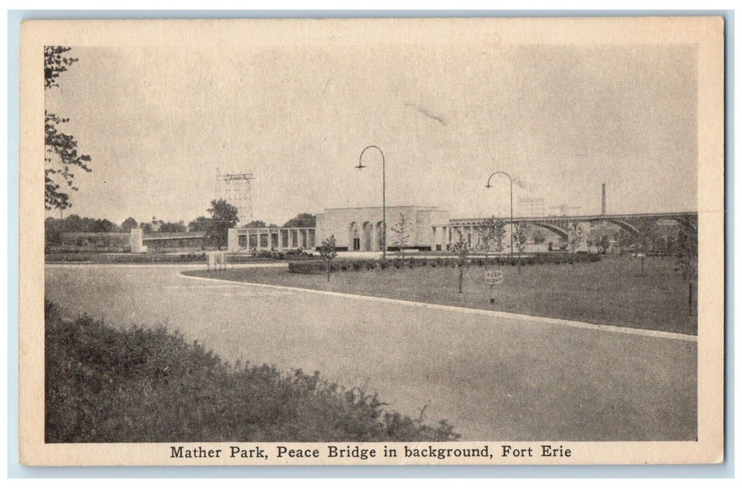 c1910's Mather Park Peace Bridge In Background Fort Erie Canada Antique Postcard